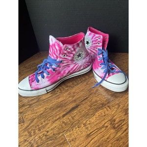 Converse Chuck Taylor Mens 10 Women 12 Pink White Tie Dye High Top Shoes